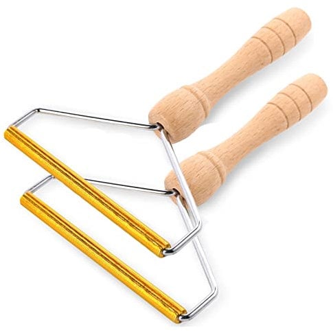 2PCS Pet Hair Remover Lint Remover Roller Carpet Scraper Cleaner Pro Wooden Handle For Clothes Carpet Cat Dog Hair Fuzz