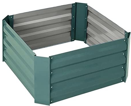 DKIEI Raised Beds Garden Raised Planters, 100x100x30cm Galvanised Steel Powder Coated Metal Raised Garden Kit for Plants Vegetables Flowers & Herbs Growing, Bottomless Planter Green