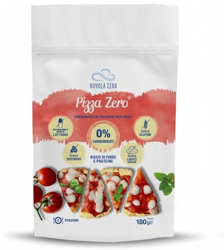 Nuvola Zero - Preparato per Pizza Proteica in Polvere, 180g x 2 Pizze Cheto, Senza carboidrati, lieviti, Senza glutine, lattosio, Senza zuccheri, Made in Italy