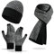 Jarseila Mütze Schal Handschuhe Set Herren Wintermütze Touchscreen Handschuhe Lange Schal Damen Winter Warme 3 in 1 Set Unisex Strickmütze Beanie Schwarz
