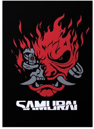 Displate Offiziell Cyberpunk 2077 MetallPoster Magnetische Befestigung Inklusive Lizenziert Bilder Hochwertiges Poster Concept Arts - Samurai Poster 67.5 cm x 48 cm