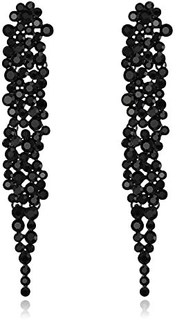 EVER FAITH Statement Ohrringe Strass Kristall Bankett lange Kronleuchter baumeln Ohrstecker für Damen Prom Hochzeit Braut Schwarz