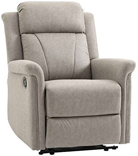 HOMCOM Fauteuil de Relaxation inclinable 135° manuellement Tissu en Microfibre avec Repose-Pied Gris
