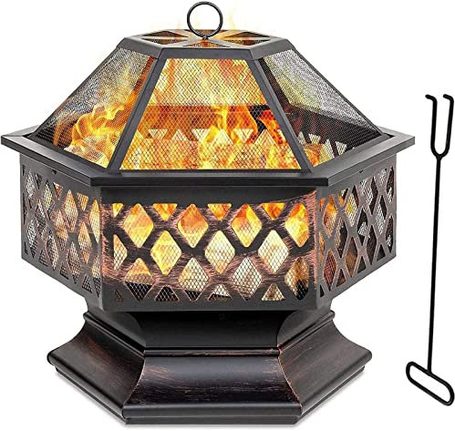 ZAANU Pozo de Fuego para jardín Calentador para Exteriores Quemador de Troncos para jardín Pozos de Fuego Grandes Cuencos para Fuego Cubierta para Parrilla Barbacoa Cuadrada/Cuenco para