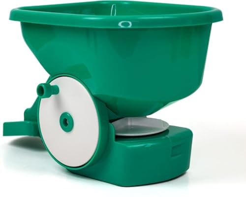 MOOWY Spandiconcime manuale da 3 litri, efficiente e preciso, per spargere semi di erba e prati, impugnatura ergonomica a gomito, realizzato per distribuire facilmente semi di erba e fertilizzanti per