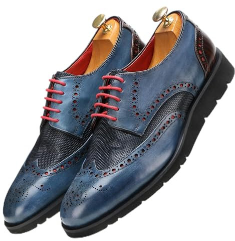 Escaro Royale Leder Mendoza Brogues Blau Schuhe für Herren, Blau, 39.5 EU