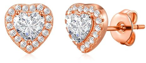 Philip Jones Rose Gold Plated Heart Halo Earrings Created with Zircondia® Crystals