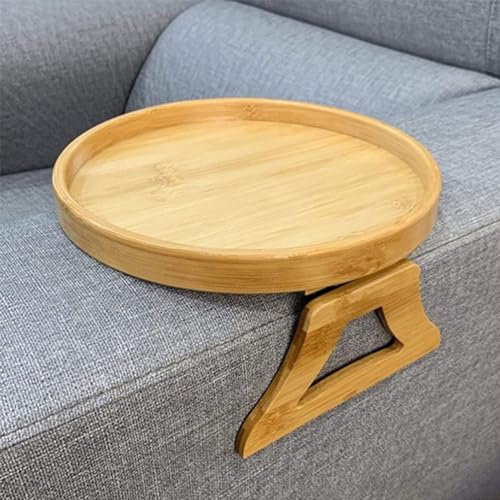 BDHI 1pc 25cm Sofa Armrest Clip Tray Bamboo Side Tables Sofa Arm Clip Table Foldable Sofa Armrest Clip-On Tray Couch Arm Rest Organizer (Bamboo)(Y227-1)