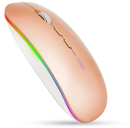 Uineer Mouse Bluetooth, ricaricabile Bluetooth (BT 5.1+2.4G) mouse wireless, mouse silenzioso per computer portatile, MacBook, Windows, Mac OS (oro)