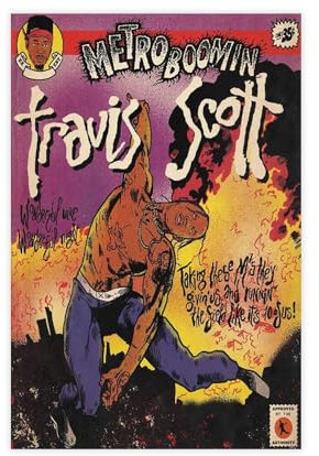 Yeepi Metro Boomin Helden und Schurken (Travis Scott) Comic-Poster, Leinwand-Poster, Schlafzimmer-Dekor, Sportlandschaft, Büro, Raumdekoration, Geschenk, ungerahmt, 60 x 90 cm