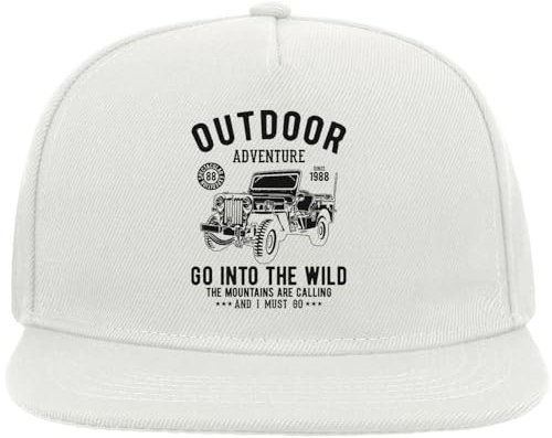 Outdoor Adventure Go Into The Wild Snapback Flat Visor Cotton Blend Cap White, weiß, Einheitsgröße