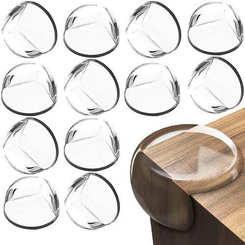 Baby Proofing Corner Guards – 12PCS Clear Table Edge Protectors for Kids, Strong Adhesive Safety Guards for Furniture, Includes Backup Tape