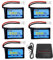 AMZZN 5 Stück 3,7V 350mAh 1S Lipo Akku Molex Plug mit Ladegerät 5-in-1 für Syma X11C WLToys V911S Fernbedienung Drohne, XK A150 BF-109 FX651 FX621 Z60 Jet F-16 F-22 F-35 Segelflugzeug