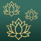 Ferraycle Lotusblumen-Wanddekoration aus Metall, Lotusblüte, Wandkunst, ausgehöhlte Schilder, hängende Silhouette für Schlafzimmer, Badezimmer, Küche, Garten, Hotel, Dekorationen (Gold), 3 Stück