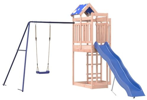 vidaXL Spielturm, Klettergerüst mit Schaukel Rutsche, Kinder Kletterturm Spiel-Zubehör für Garten, Holz Spielplatz Spielhaus, Massivholz Douglasie