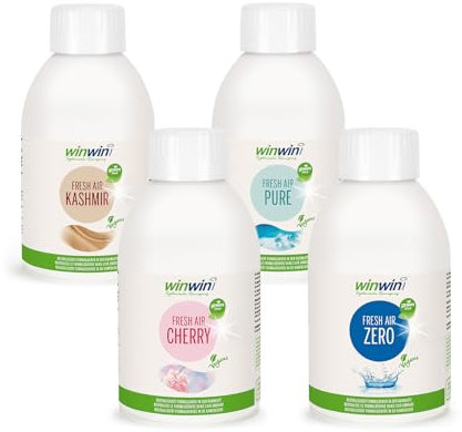 winwinCLEAN® 4 x 250ml Veganes Raumluftdeo I Luftreinigungs-Konzentrat I Für Luftreiniger, Air Purifier & Raumluftreiniger mit Wasserfilter I Entfernt Pollen, Staub, Tierhaare, Schimmel, etc.
