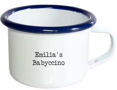 Personalised Engraved Enamel Babyccino Espresso Cup Mug, Cup Stocking Filler, Coffee Cup, Gift for Him or Her, Your Name, Mum, Dad, Kids