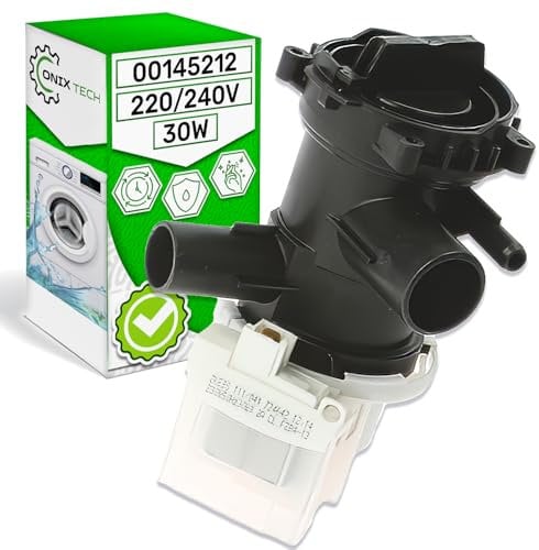 Bomba de Desagüe Lavadora 30W con Código Original 00145212 145212 para Bosch para Siemens iQ100 iQ300 iQ500 Avantixx Extraklasse Classixx VarioPerfect - Garantía de 5 Años - ONIX TECH