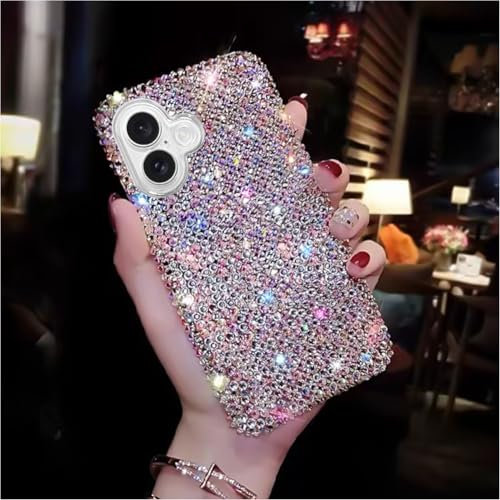 Erolagomat Bling Designer for iPhone 16 Plus Case, Glitter Rhinestones Phone Case with More Than 800 Super Shiny Rhinestones，Luxury Sparkly Hard Back Cover for Women Girls
