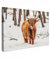 MuchoWow© Bilder Groß 120x80 cm XXL Wohnzimmer Deko Modern Wandbild Kunstdruck auf Leinwand Bild Schlafzimmer über Bett Room Decor Geschenke Schottische Hochlandrind - Schnee - Winter - Natur - Tiere