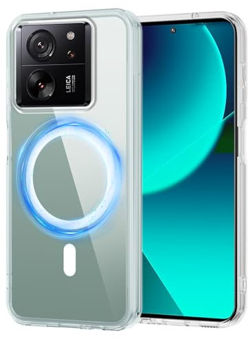 XTCASE Hülle für Xiaomi 13T / 13T Pro Magnetisch kompatibel mit Magsafe, Transparent Handyhülle Durchsichtige PC Rückseite + TPU Bumper - Crystal Clear