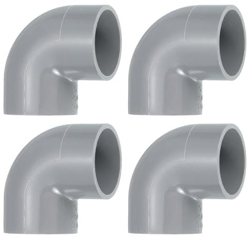 sourcing map 32mm 90 Degree Elbow, 4 Pcs PVC Pipe Fittings 2 Way Right Angle Elbow Side Outlet Adapter Coupling PVC Fitting Connectors for DIY Building Furniture, Grey