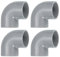 sourcing map 32mm 90 Degree Elbow, 4 Pcs PVC Pipe Fittings 2 Way Right Angle Elbow Side Outlet Adapter Coupling PVC Fitting Connectors for DIY Building Furniture, Grey