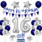 Cadimus 16. Geburtstag Deko,Happy Birthday Ballon Dekoration,16 Geburtstag Blau Silber Luftballons,Happy Birthday Folienballon 16, 16 Jahre Männer Frauen Party Deko