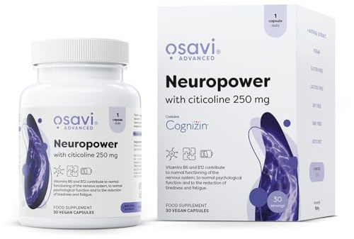 Osavi Neuropower with Citicoline 250 mg – 30 Vegan Capsules | Supports Nervous System & Psychological Health | Includes Cognizin® Citicoline, L–Theanine, Coenzyme Q10, B6 & B12 for Mental Clarity