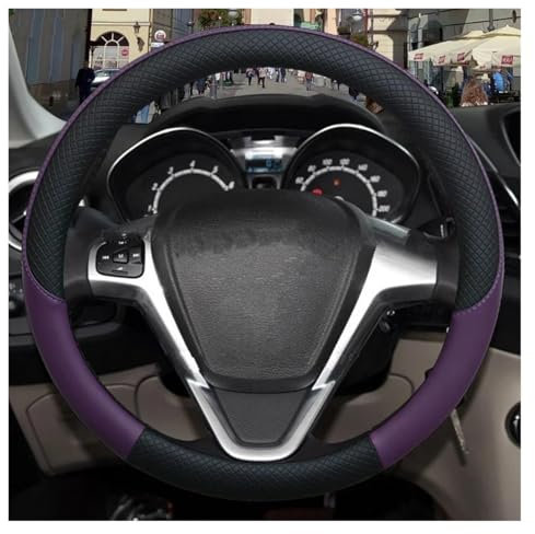 ZSHYTWE Lenkradbezug Für Ford Für Fiesta Auto Lenkradbezug PU-Leder Anti-Rutsch-Autozubehör rutschfest Lenkradbezug(Lila)