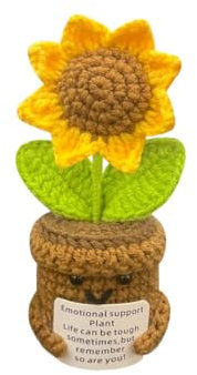 Divertido Girasol Positivo, Muñecas de Punto Flor y Cactus Lindo Muñeca Ganchillo con Tarjeta de Positividad Regalos de Apoyo Emocional para Habitación Oficina Escritorio Decoración