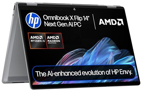 HP OmniBook X Flip NGAI 14 Laptop | CoPilot+ PC | AMD Ryzen AI 7 350 Processor | 24GB RAM | 1TB SSD | AMD Radeon 860M Graphics | 3K OLED Touchscreen | Up to 14.5Hrs Battery | Windows 11 | 14-fk0001sa