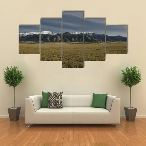 5 teiliges wandbild Bridger Mountains, Montana 5 stück leinwand wandkunst,5 teilig leinwand wanddeko wohnzimmer,leinwanddruck 5 teilig bilder wohnzimmer modern groß mit rahmen,xxl 100x55cm