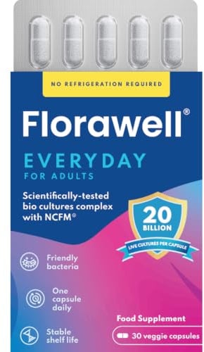 Everyday for Adults - Bloating, Gut Health & Digestion Support - World's Most Highly Researched Strain Lactobacillus Acidophilus NCFM® - Live Cultures - 20 Billion CFU - 30 Capsules