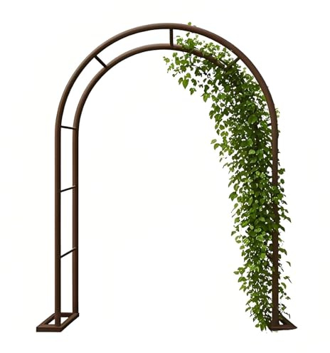 Arche de jardin en métal robuste pour plantes grimpantes et roses - Treillis décoratif disponible en 120 x 220 cm, 180 x 220 cm, 200 x 230 cm, 300 x 220 cm, 350 x 220 cm, finition bronze (140 x 230 cm
