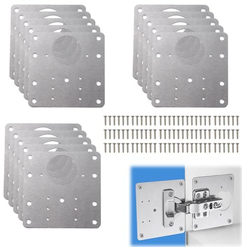 MAXMURYS 15er Set Scharnier Reparaturset Edelstahl, Seitenscharnierplatten mit Schrauben, Für Schränke, Möbel, Schubladen, Fenster – Robuste und Rostbeständige Reparaturlösung