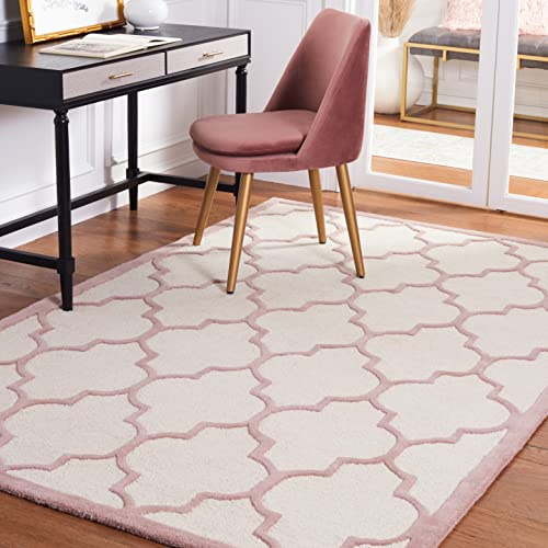 SAFAVIEH Geometrisch Teppich für Wohnzimmer, Esszimmer, Schlafzimmer - Cambridge Collection, Kurzer Flor, Elfenbein und Beige, 183 X 274 cm