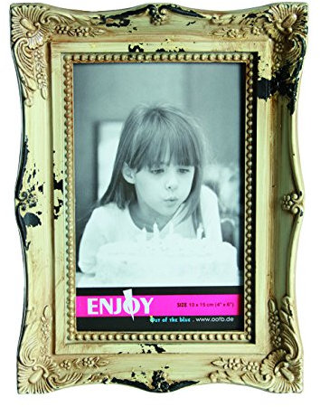Out of the blue 94/2542 Kunststoff-Bilderrahmen AntiqueStyle, circa 19 x 15 cm für Foto 10 x 15 cm, creme