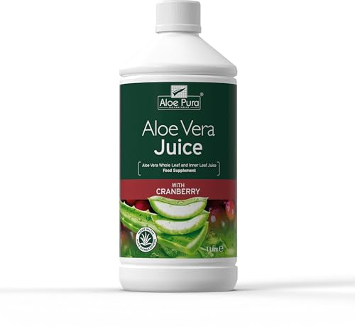 (2 Pack) - Aloe Pura - Aloe Vera Juice Cranberry | 1000ml | 2 PACK BUNDLE