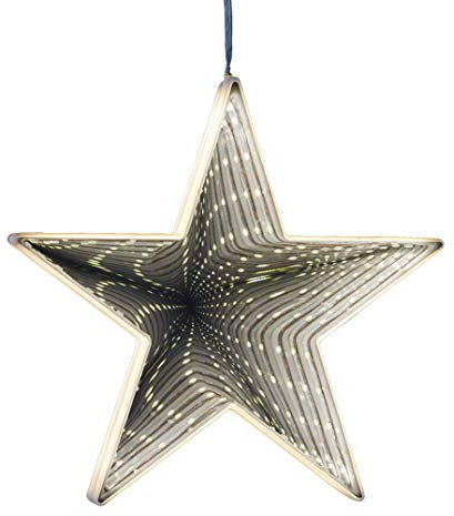 hellum LED Stern mit Infinity Effekt, Leuchtstern batteriebetrieben (3xAA nicht inkl.), Stern beleuchtet Ø19cm, Weihnachtsdeko innen, Fenster, beleuchtet für innen 576207