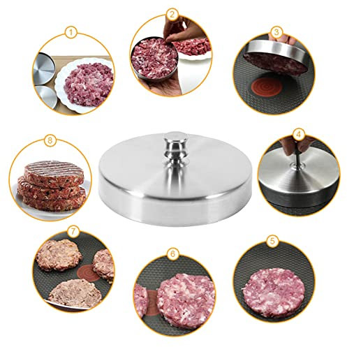 Zerodis Presse à Hamburger à Steak haché en Acier Inoxydable, Fabricant de Hamburgers antiadhésif pour Barbecue, idéal pour Le Barbecue, Meilleur ustensile de Cuisine