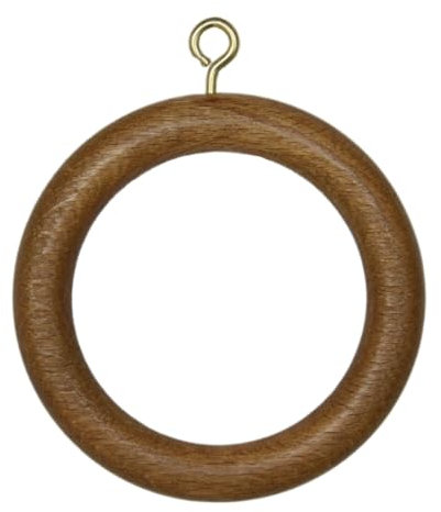 tendaggimania gardinen Ringe aus Holz, vorhangringe 70 mm, 10 Stück, für 35 mm gardinenstange, gardinenhaken duschvorhang Haken komplett mit Clips - Farbe: Ulmen