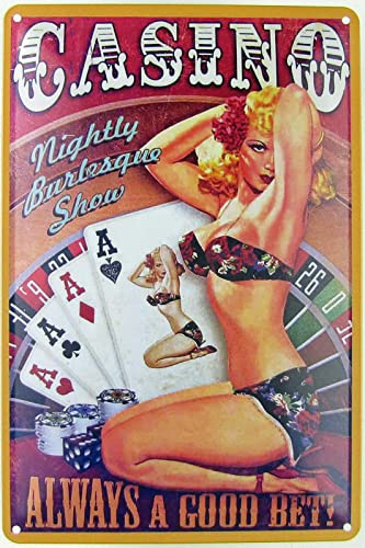 Blechschild 20x30cm gewölbt Casino sexy pin up Poker Black Jack USA Deko Geschenk Schild