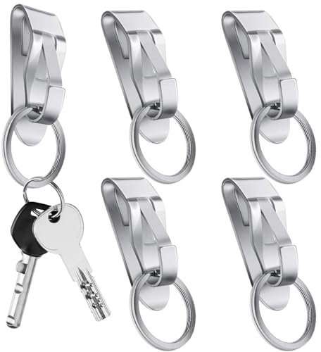 Gürtel Schlüsselanhänger,5pcs Metall Gürtelclip,Schlüsselanhänger-Halter,Edelstahl Gürtel Schlüssel Clip für Herren und Damen