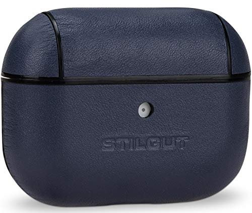 StilGut Custodia AirPods Pro (2./1. Generazione) pelle. Elegante case protettivo compatibile con AirPods Pro in pelle pregiata, blu scuro