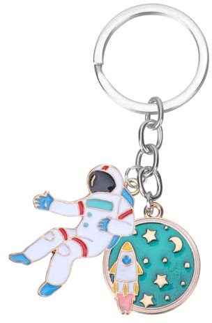 NUOBESTY Astronaut Schlüsselring Legierung Planet Schlüsselbund Emaille Handtasche Tasche Geldbörse Anhänger Charme für Frauen Mädchen Stil 1