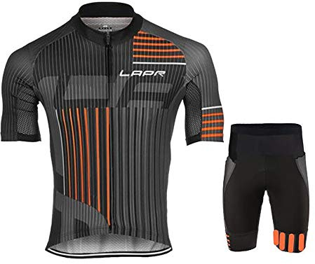Jinlin Herren-Radtrikot-Set Fahrrad-Trägerhose 3D-gepolstertes Kurzarm-Outfit-Set Schnelltrocknend für MTB-Rennräder