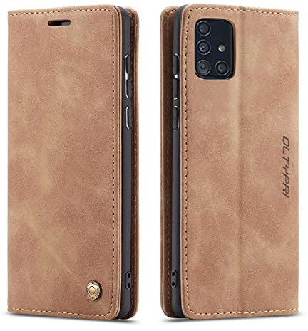 QLTYPRI Hülle für Samsung Galaxy A41, Vintage Dünne Handyhülle mit Kartenfach Geld Slot Ständer PU Ledertasche TPU Bumper Wallet Case Flip Schutzhülle für Samsung Galaxy A41 - Braun