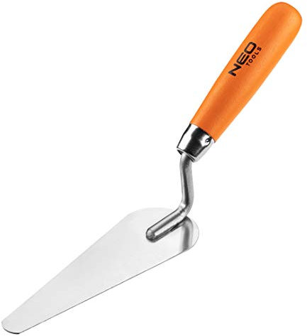 NEO TOOLS Truelle à plâtrer Langue de Chat avec Manche en Bois, col Droit | Truelle à Langue de Chat en Acier Inoxydable pour travaux dissimulés et de réparation