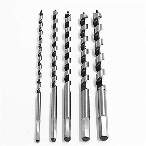 NUZAMAS Extra Hardwood Drill Bits of 4, 230mm Long Drill Bits, 6mm 8mm 10mm 12mm 14mm Wooden Timbers Working, Carbon Steel Spiral Drilling Hole Cutter Hex Shank